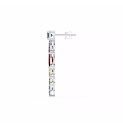 Multicolor Gemstone Feather Drop Earrings