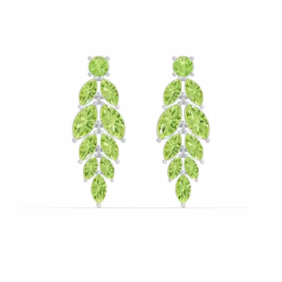 Peridot Feather Drop Earrings