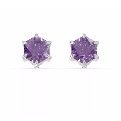 Hexagon Amethyst Stud Earrings