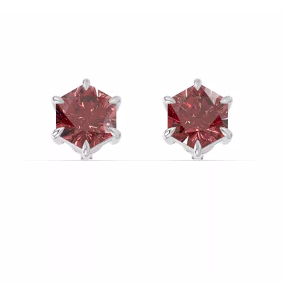 Hexagon Garnet Stud Earrings