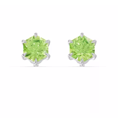 Hexagon Peridot Stud Earrings