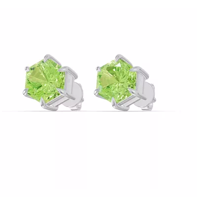 Hexagon Peridot Stud Earrings