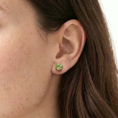 Hexagon Peridot Stud Earrings