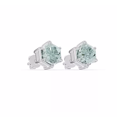 Hexagon Sky Blue Topaz Stud Earrings