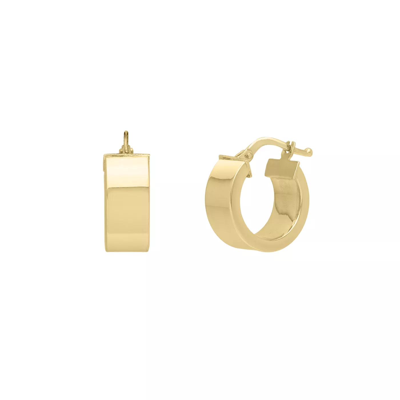 Petite Polished Wide-Edge Gold Hoops