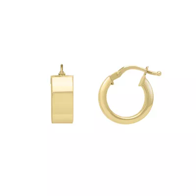 Petite Polished Wide-Edge Gold Hoops