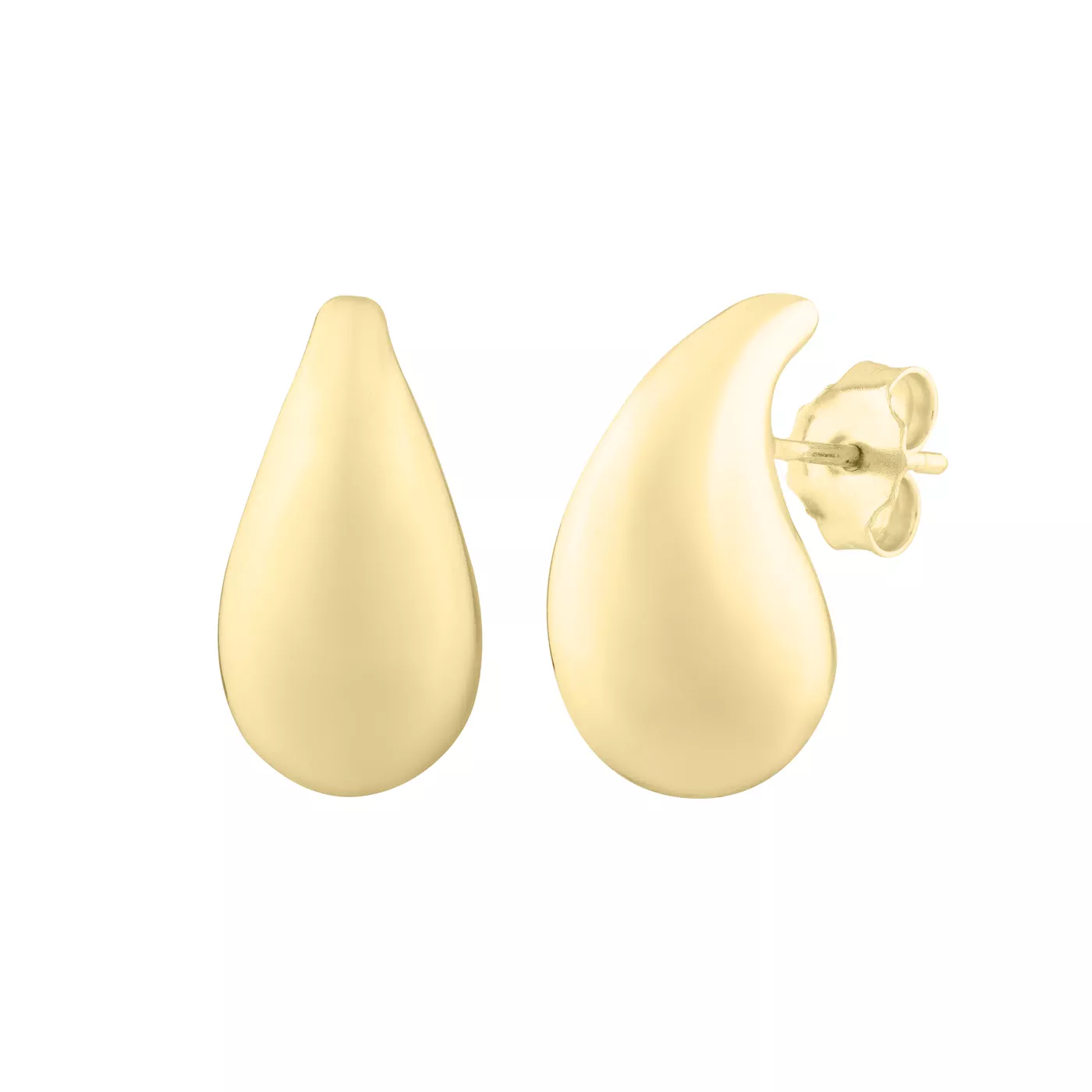 Polished Droplet Gold Stud Earrings