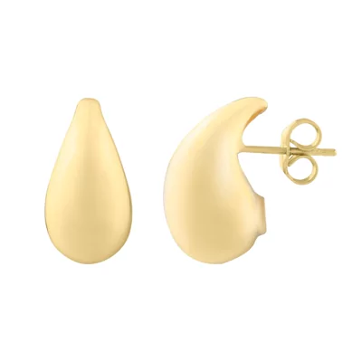 Polished Droplet Gold Stud Earrings