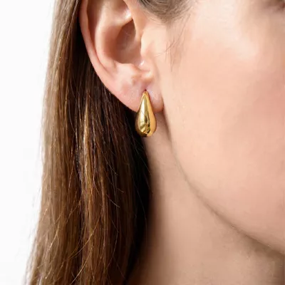 Polished Droplet Gold Stud Earrings