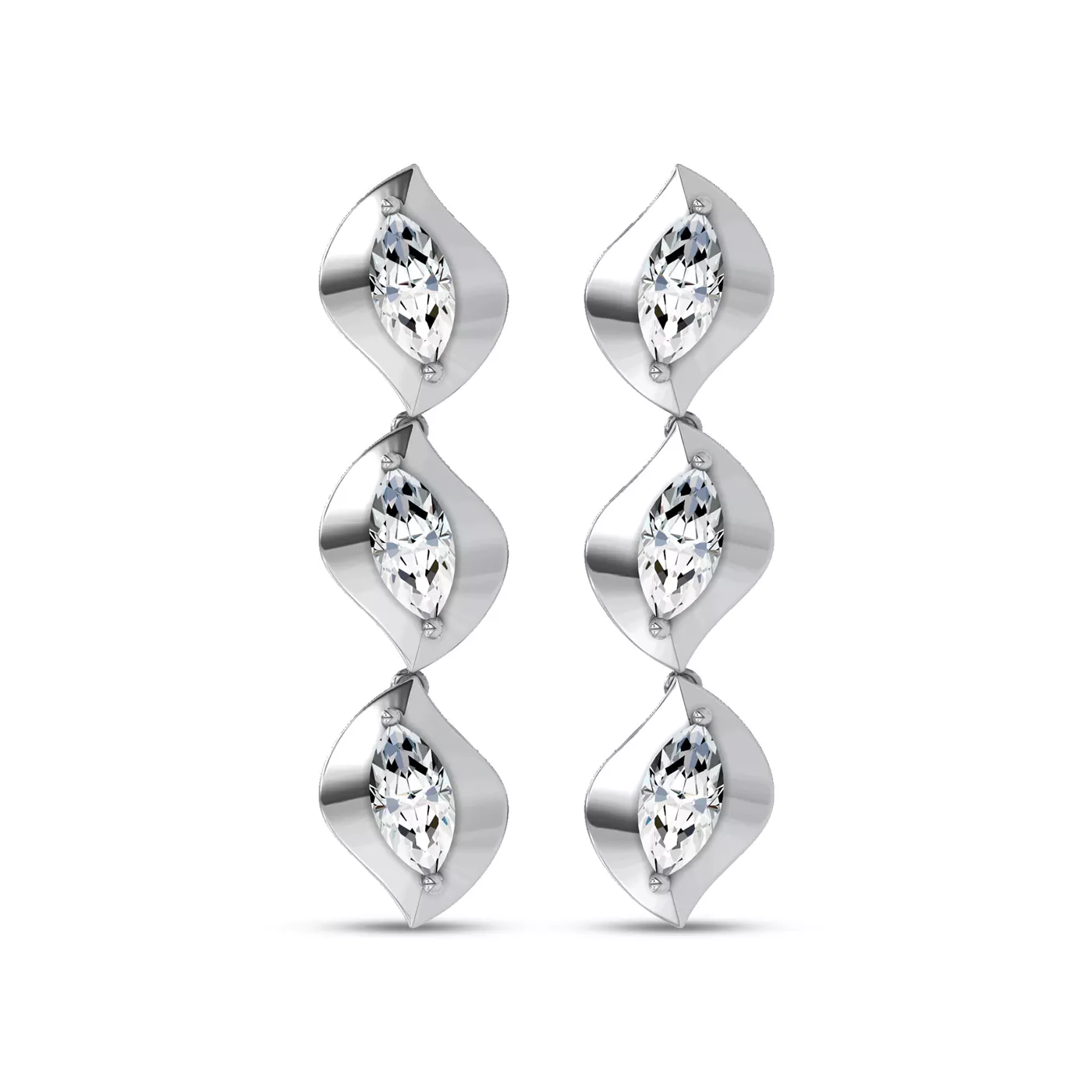 Sculpted Marquise Movement 14K White Gold Engagement Ring