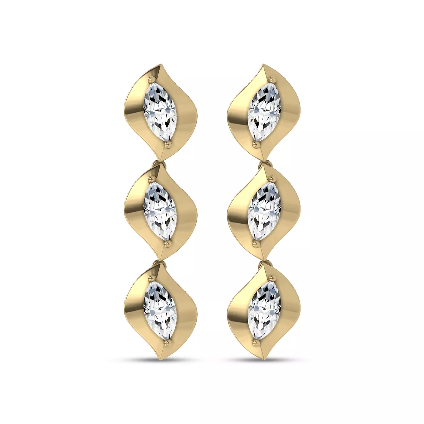 Sculpted Marquise Movement 14K Yellow Gold Engagement Ring