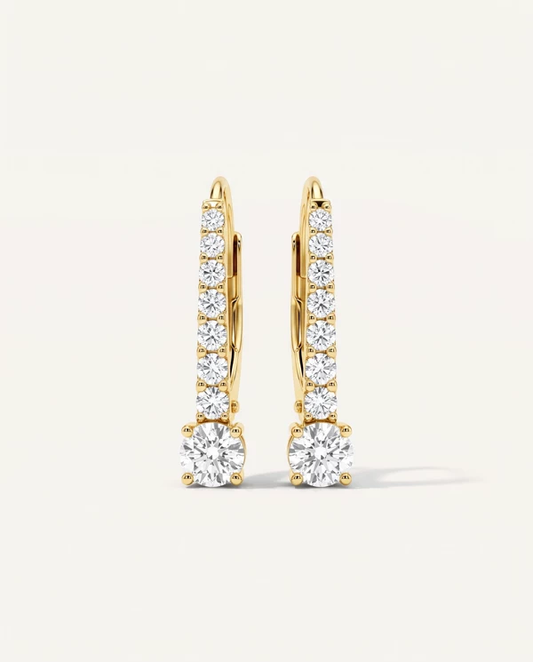 Diamond Earrings Leverback Lab Diamond Drop earrings