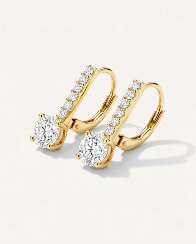 Leverback Diamond Drop Earrings