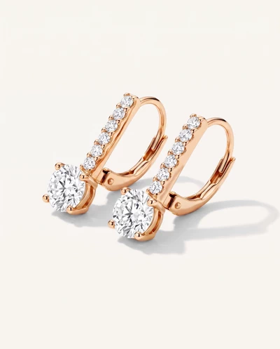 Leverback Lab Diamond Drop Earrings
