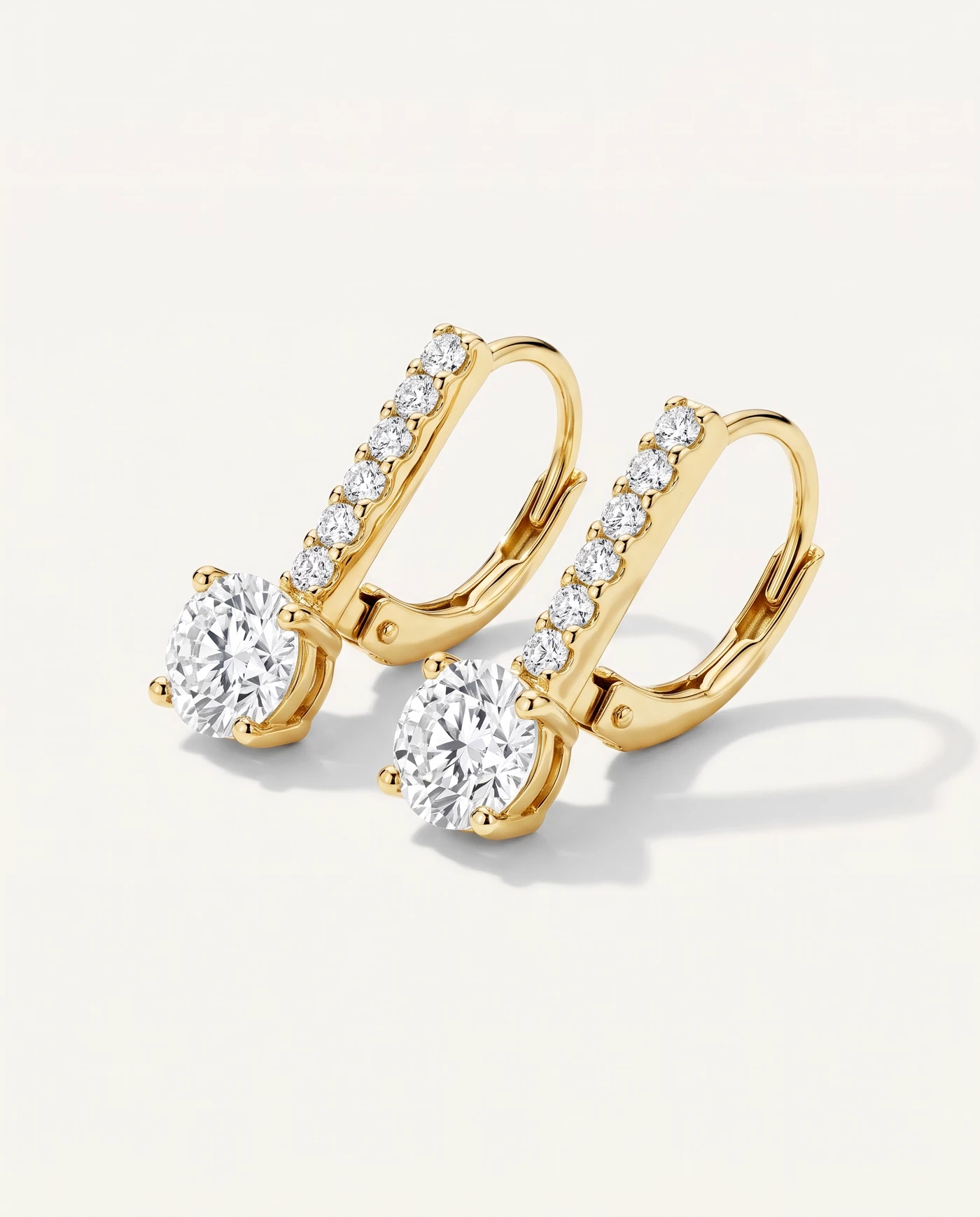 Leverback Drop Setting 18K Yellow Gold Engagement Ring