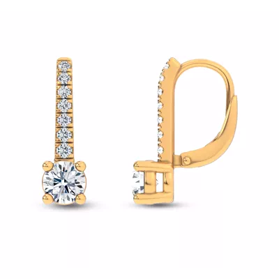 Leverback Diamond Drop Earrings