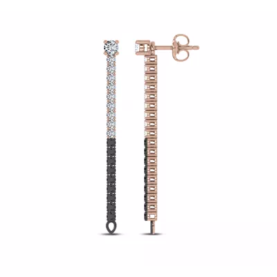 Midnight Noir Convertible Diamond Linear Hoops by Christian Siriano