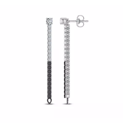 Midnight Noir Convertible Lab Diamond Linear Hoops by Christian Siriano