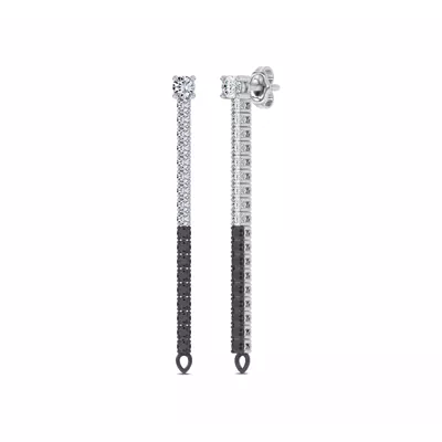 Midnight Noir Convertible Diamond Linear Hoops by Christian Siriano