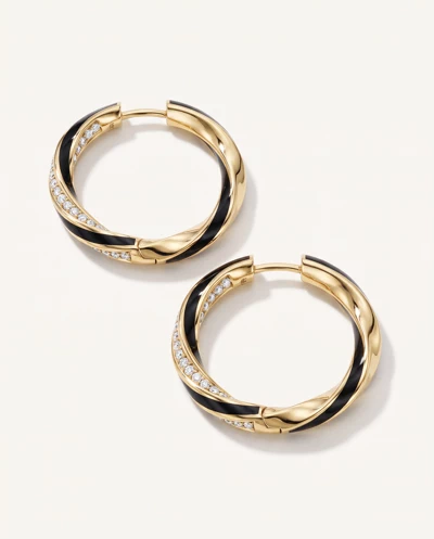 Midnight Noir Twisted Lab Pavé Hoop Earrings By Christian Siriano