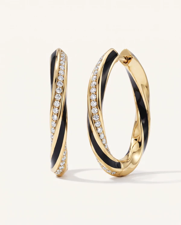 Diamond Earrings Midnight Noir Twisted Lab Pavé Hoop earrings By Christian Siriano