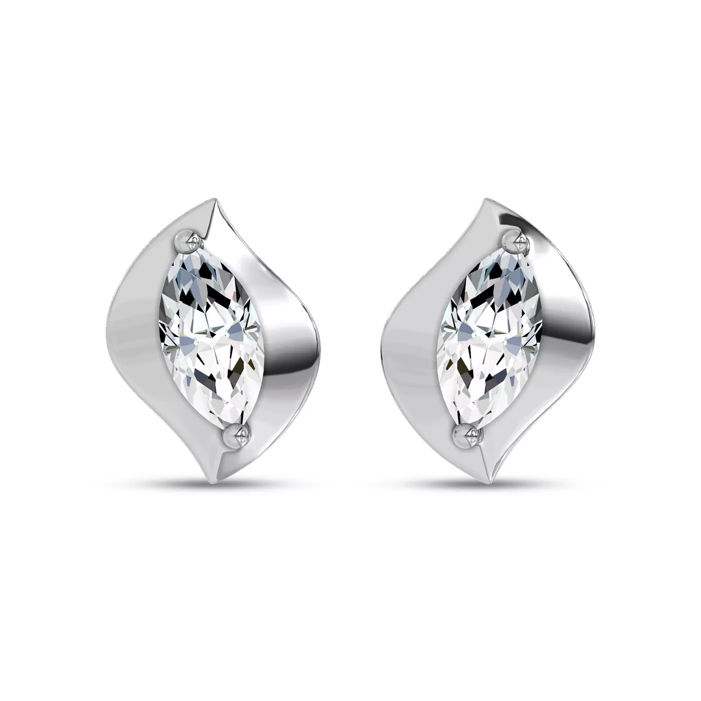 Sculpted Marquise Movement Silver Engagement Ring