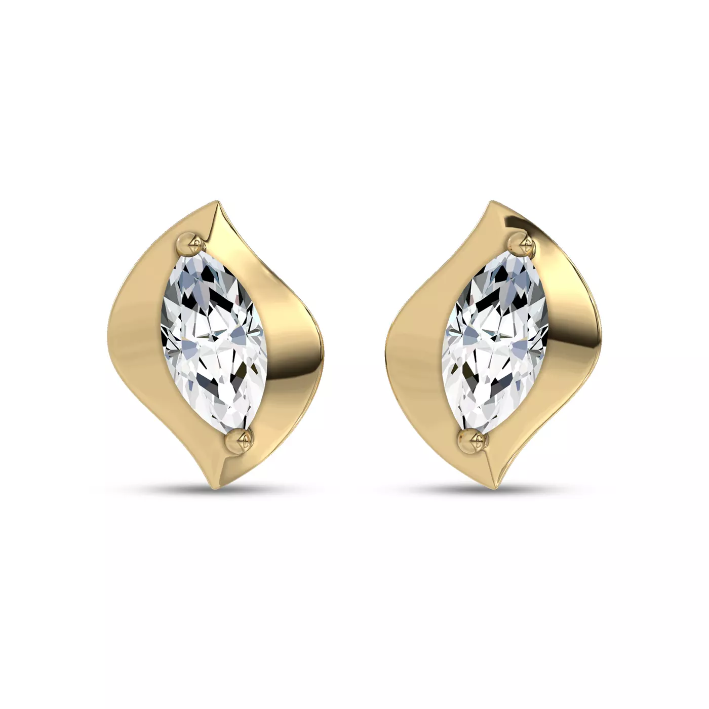 Sculpted Marquise Movement 14K Gold Vermeil Engagement Ring
