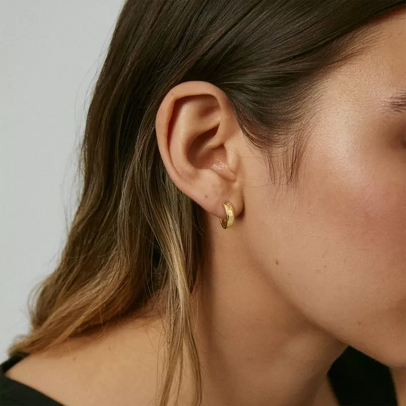 14K Rose Gold Lustra Diamond Huggies