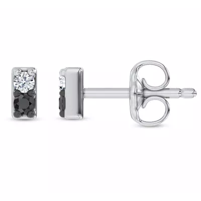 Midnight Noir Petite Diamond Bar Studs by Christian Siriano