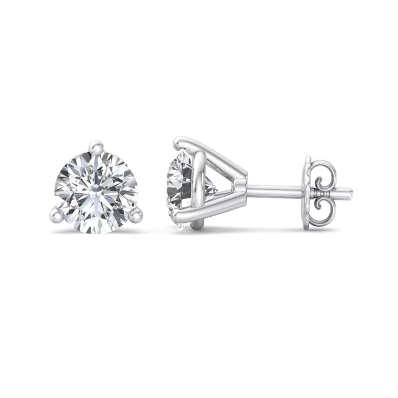 14K White Gold Round Lab Diamond Three-Prong Martini Earrings (1/2 ct. tw.)