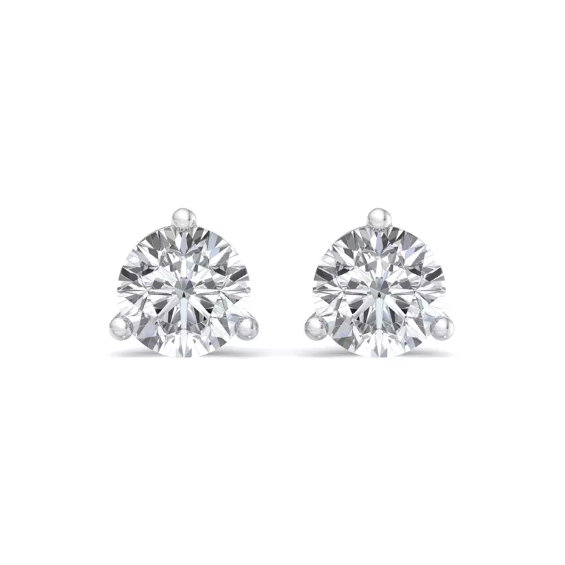 14K White Gold Round Lab Diamond Three-Prong Martini Earrings (1/2 ct. tw.)