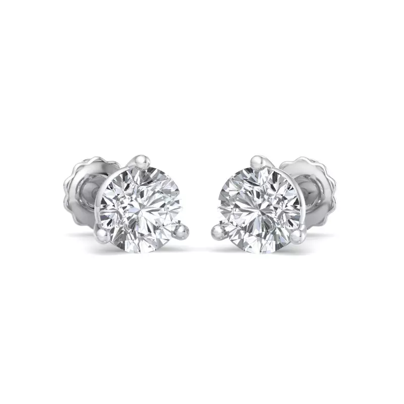14K White Gold Round Lab Diamond Three-Prong Martini Earrings (1/2 ct. tw.)