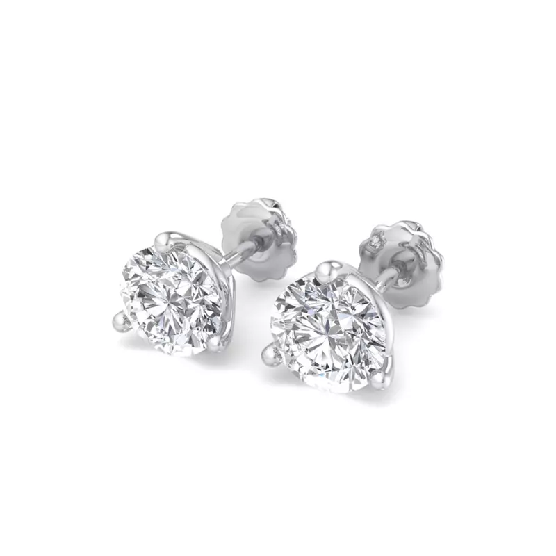 14K White Gold Round Lab Diamond Three-Prong Martini Earrings (1/2 ct. tw.)
