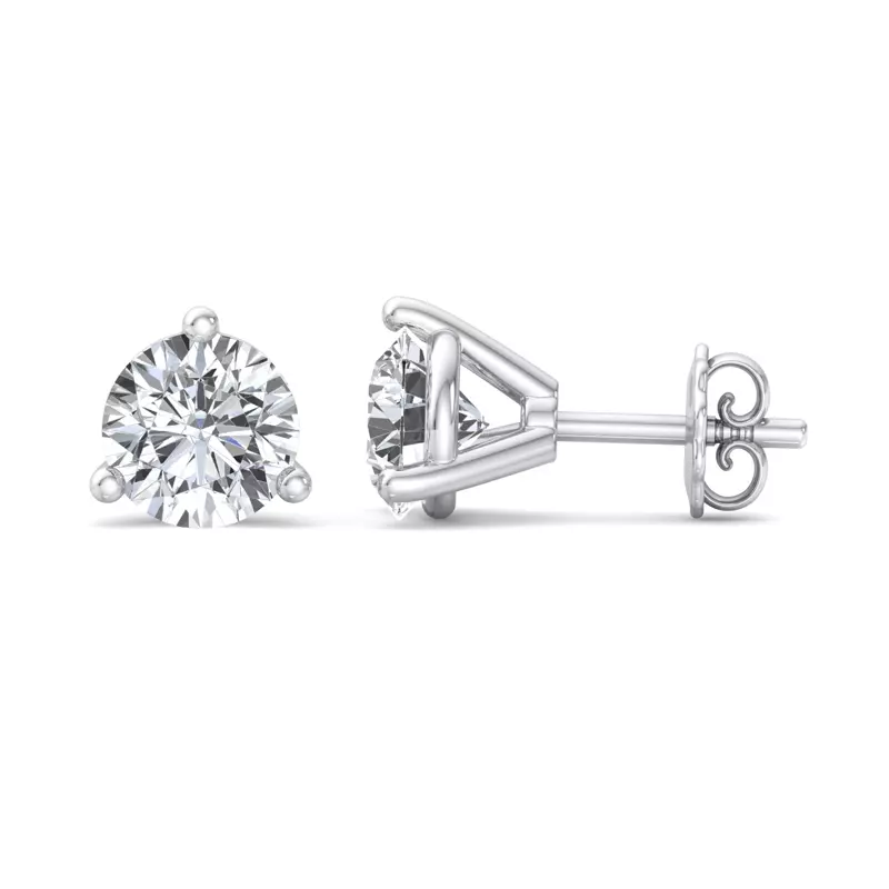 14K White Gold Round Lab Diamond Three-Prong Martini Earrings (1 ct. tw.)