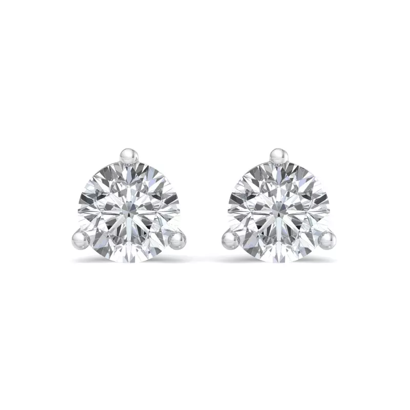 14K White Gold Round Lab Diamond Three-Prong Martini Earrings (1 ct. tw.)