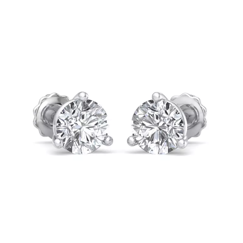 14K White Gold Round Lab Diamond Three-Prong Martini Earrings (1 ct. tw.)