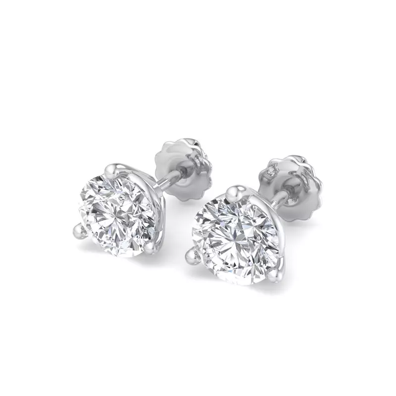 14K White Gold Round Lab Diamond Three-Prong Martini Earrings (1 ct. tw.)
