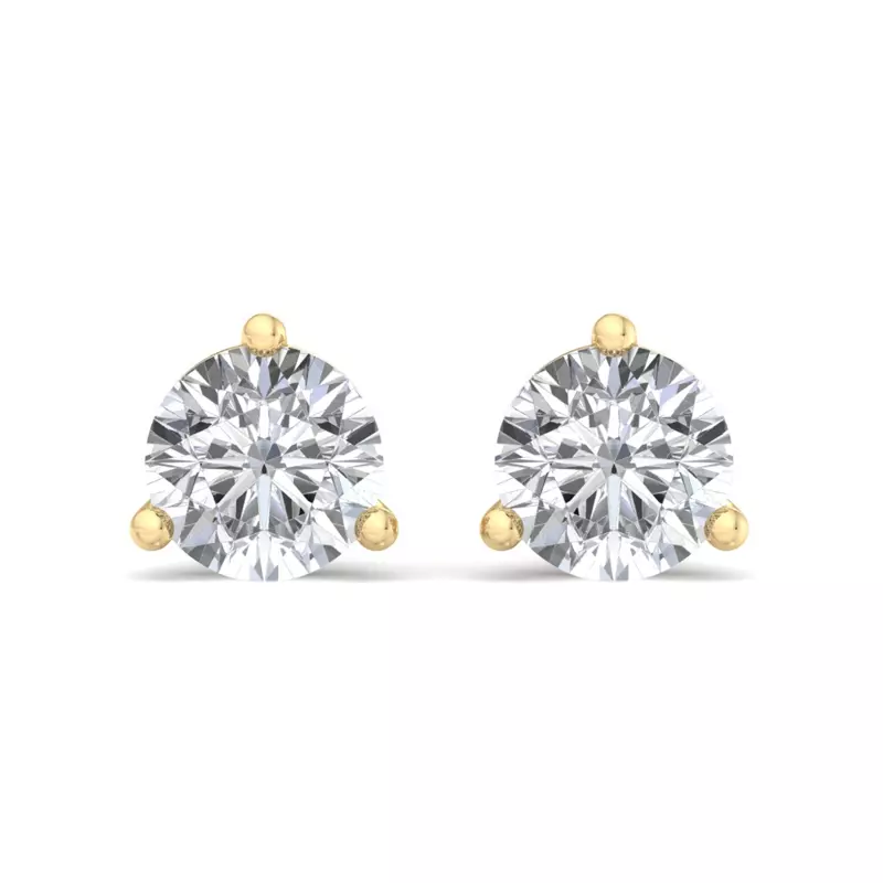 14K Yellow Gold Round Lab Diamond Three-Prong Martini Earrings (2 ct. tw.)