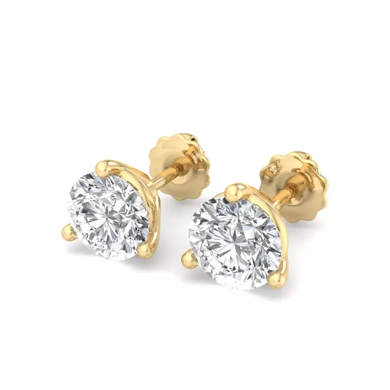 14K Yellow Gold Round Lab Diamond Three-Prong Martini Earrings (2 ct. tw.)