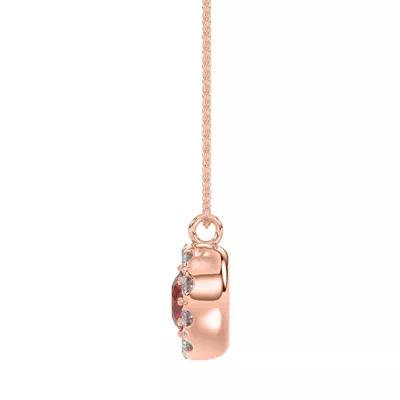 Lab Ruby & Lab Diamond Halo Pendant