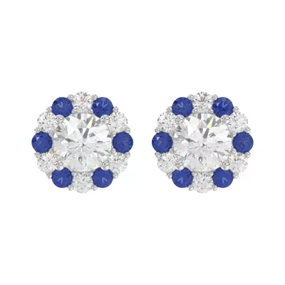 Lab Sapphire & Lab Diamond Halo Stud Earrings