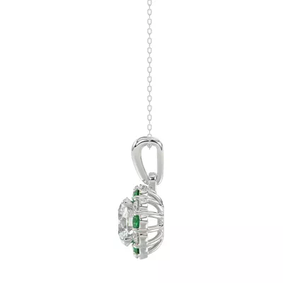 Lab Emerald & Lab Diamond Halo Pendant
