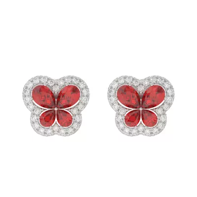 Butterfly Lab Ruby & Lab Diamond Stud Earrings