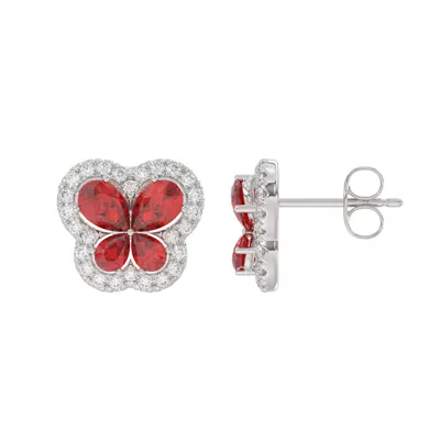 Butterfly Lab Ruby & Lab Diamond Stud Earrings