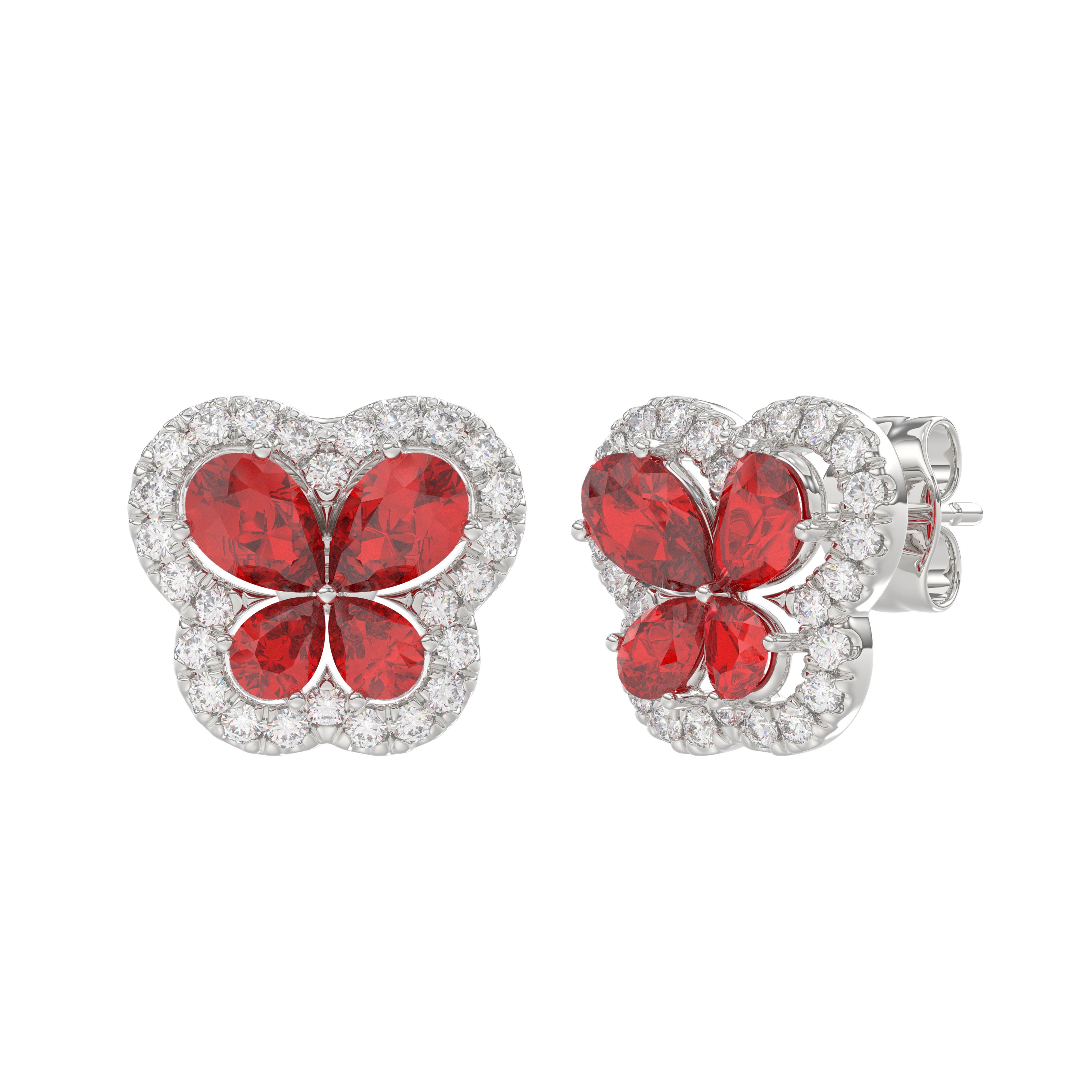Butterfly Lab Ruby & Lab Diamond Stud Earrings