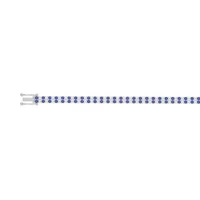 Lab Sapphire & Lab Diamond Two-Row Tennis Bracelet
