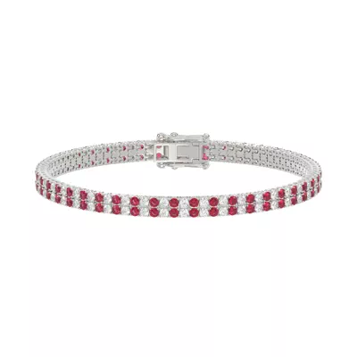 Lab Ruby & Lab Diamond Two-Row Tennis Bracelet