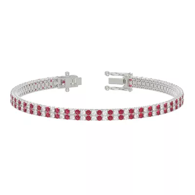 Lab Ruby & Lab Diamond Two-Row Tennis Bracelet
