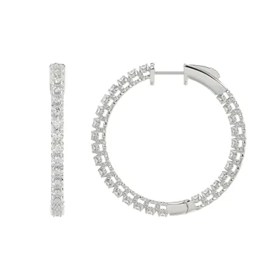 Inside-Out Lab Diamond Silver Hoop Earrings (1 ct. tw., 31 mm)