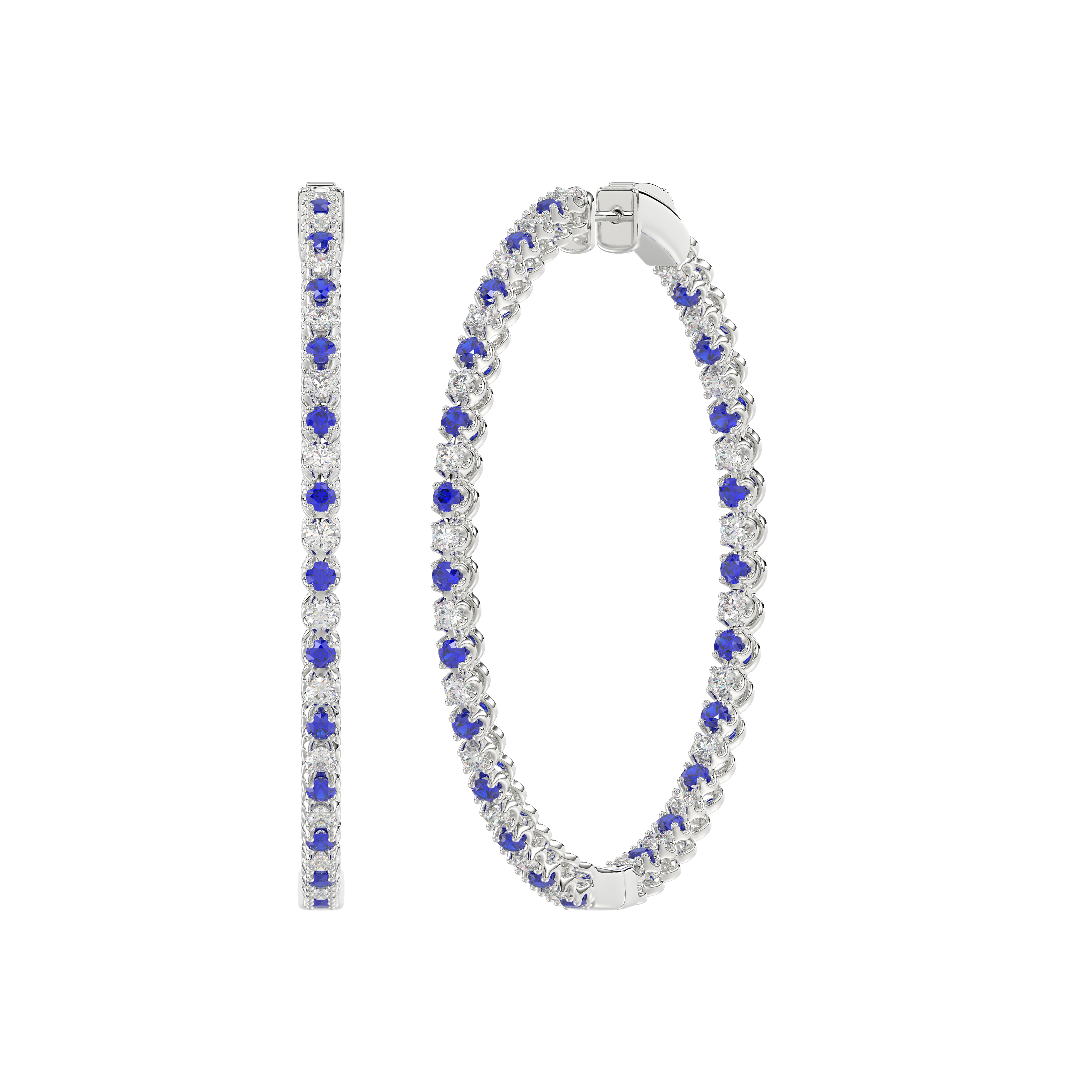 Lab Diamond & Lab Sapphire Inside-Out Hoop Earrings (49 mm)